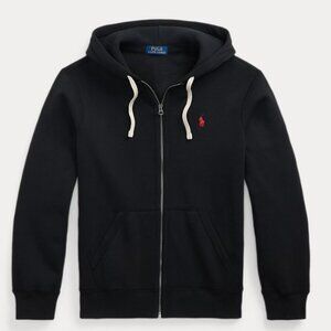 Black Men’s Polo Hoodie with Red Logo Size S